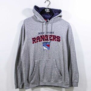 New York Rangers NHL Reebok Hoodie Sweatshirt Medium Y2K Hockey